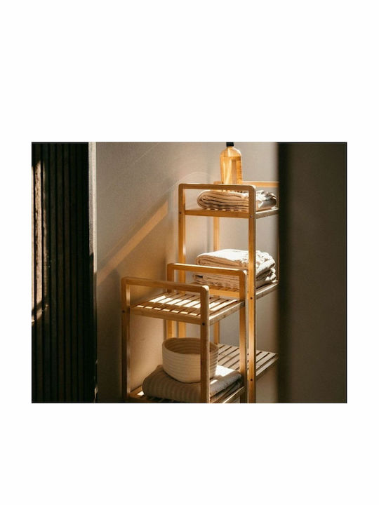 Andrea House Επιδαπέδια Ραφιέρα Μπάνιου Bamboo με 4 Ράφια 30.5x30.5x104cm