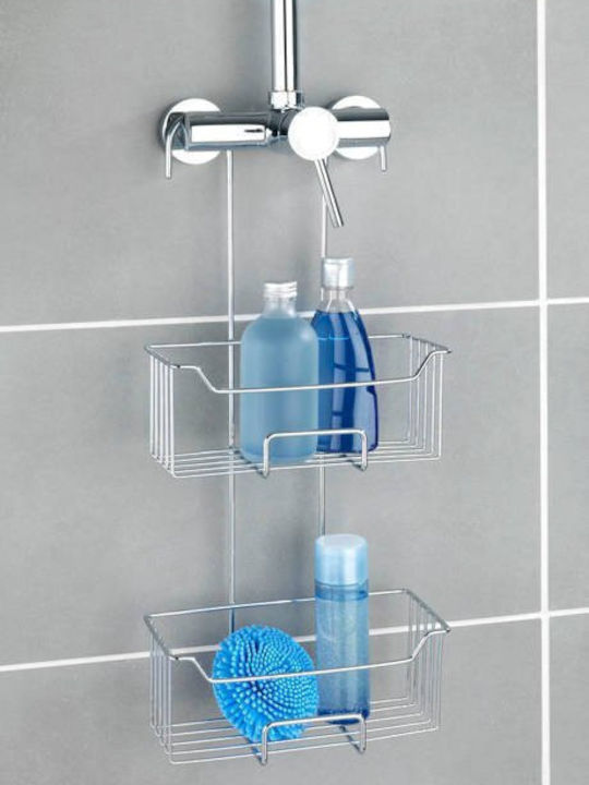 Wenko Milo Wall Mounted Bathroom Shelf Metallic 55x25x14cm Silver
