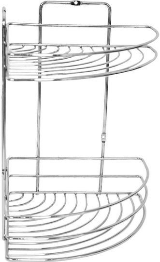 Tekno-Tel 455.BK022 Colțar Montat pe perete Raft Baie Inox cu 2 Rafturi 27x19x28cm Argintie