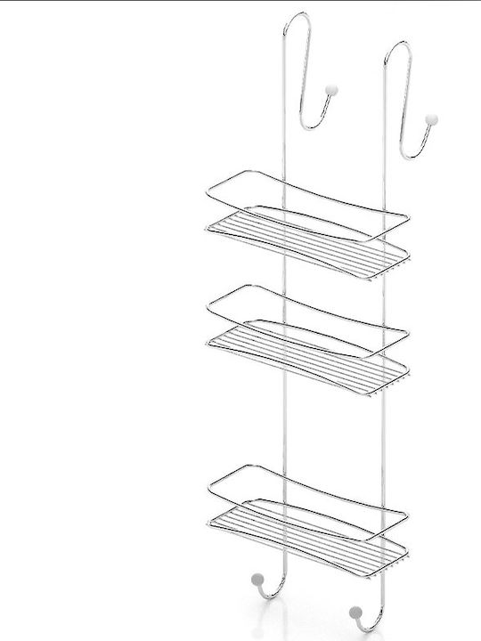 Viosarp An der Wand montiertes Badezimmerregal Metallisch mit 3 Regalen 25x10x75cm Silber