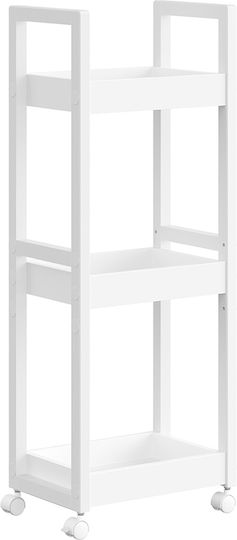 Songmics Floor Bathroom Shelf Wooden 20x30x80cm White