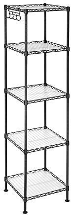 Songmics Floor Bathroom Shelf Metallic 30x30x123.5cm Black