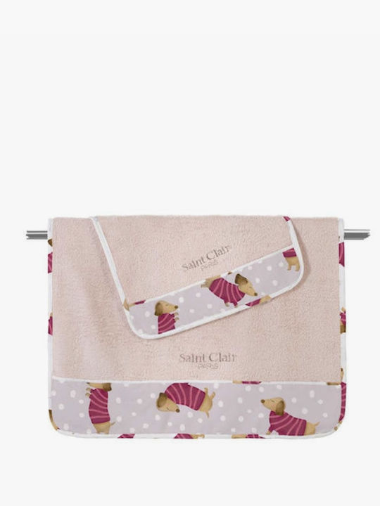 Saint Clair Βρεφική Κάπα-Μπουρνούζι με Κουκούλα Pet Fuchsia 75x75εκ.