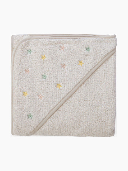 Nef-Nef Homeware Baby Hooded Bath Towel-Robe Happy Ecru 75x75cm