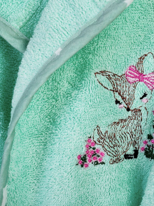 Dimcol Baby Bathrobe Hooded Deer Mint