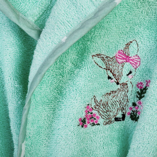 Dimcol Baby Bademantel mit Kapuzen Deer Mint