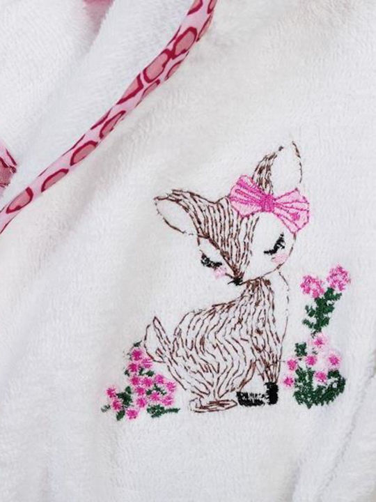 Dimcol Βρεφική Κάπα-Μπουρνούζι με Κουκούλα Deer White-pink 75x85εκ.