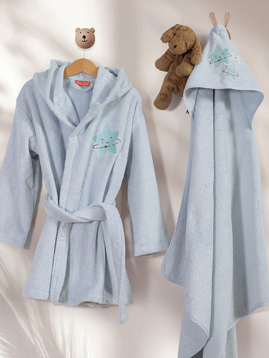 Nef-Nef Homeware Hooded Baby Bathrobe Explore the Universe L.blue