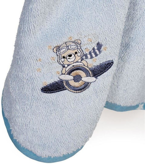 Dimcol Baby-Badetuch mit Kapuze Aviator Himmelblau 75x85cm