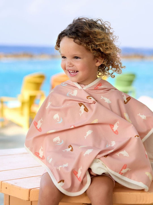 Laessig Baby Hooded Poncho Towel Dolphin Peach 60x60cm