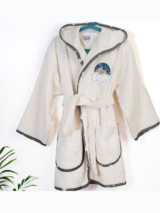 Dimcol Kids Bathrobe Bear Ecru with Hood