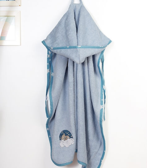 Dimcol Baby-Badetuch mit Kapuze Bear Himmelblau 75x85cm