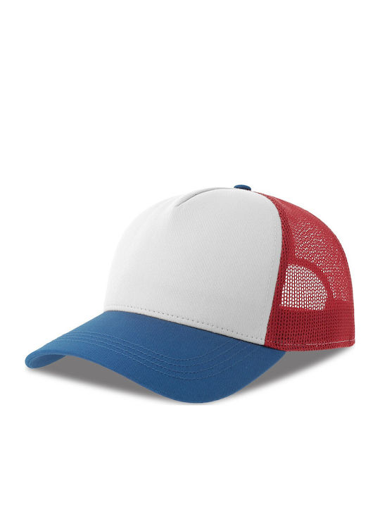 Atlantis S-rapper Cotton Five-Leaf Hat Trucker Mesh Organic & Recycled Cotton White Red Royal Blue