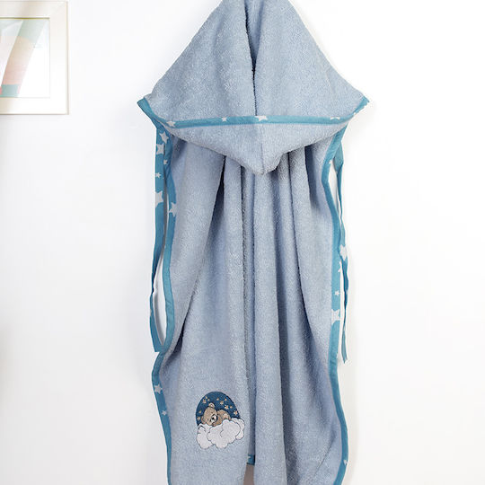 Dimcol Baby-Badetuch mit Kapuze Bear Himmelblau 75x85cm