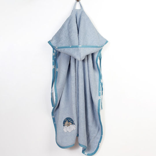 Dimcol Baby-Badetuch mit Kapuze Bear Himmelblau 75x85cm