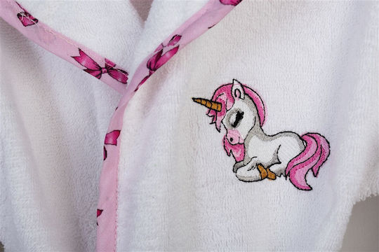 Dimcol Παιδικό Μπουρνούζι Unicorn Λευκό με Κουκούλα