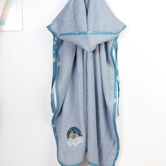 Dimcol Baby-Badetuch mit Kapuze Bear Himmelblau 75x85cm