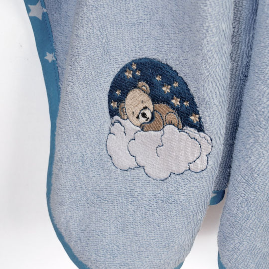 Dimcol Baby-Badetuch mit Kapuze Bear Himmelblau 75x85cm