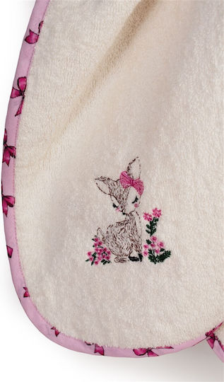 Dimcol Baby-Badetuch mit Kapuze Deer Ecru-Rosa 75x85cm