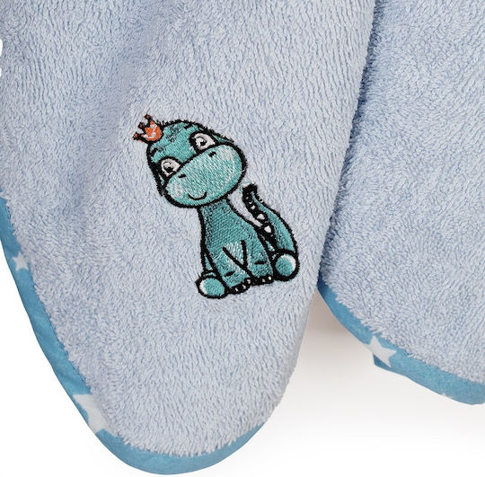 Dimcol Baby-Badetuch mit Kapuze Dinosaur Himmelblau 75x85cm