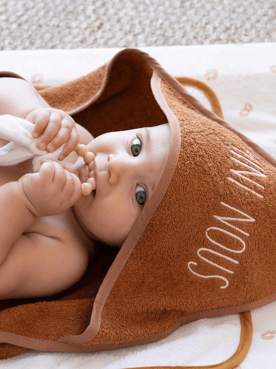 Trois Kilos Sept Baby Bath Towel Hooded Camel 70x70cm