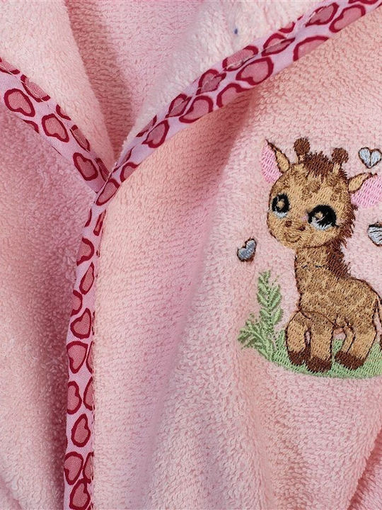 Dimcol Dimcol Baby Bademantel mit Kapuzen Giraffe Rosa