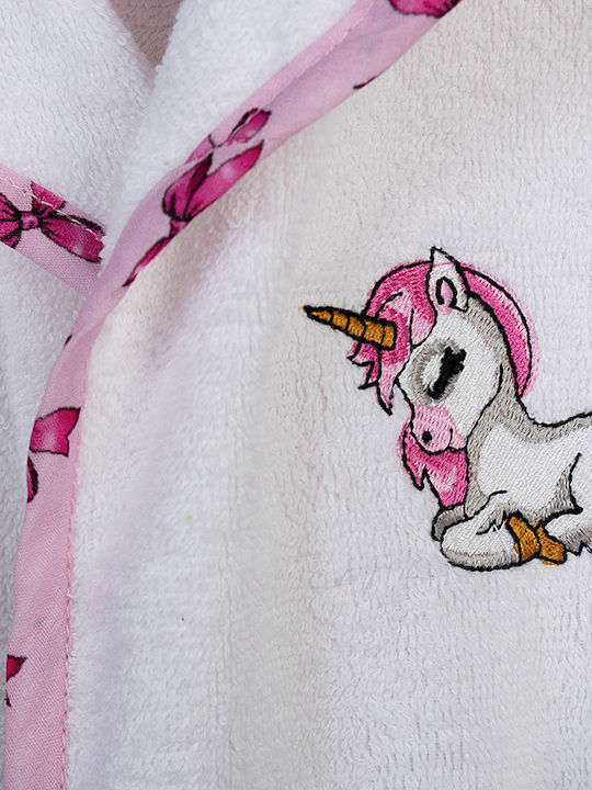 Dimcol Детски Халат Худи Unicorn Бяло-Розово