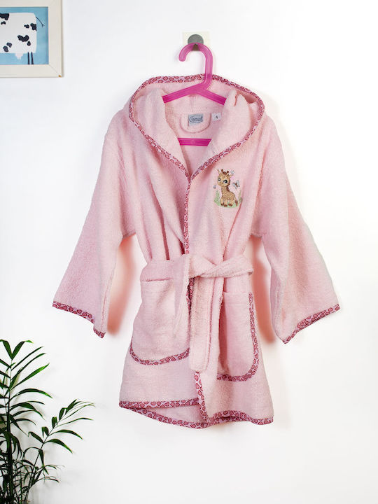 Dimcol Dimcol Baby Bademantel mit Kapuzen Giraffe Rosa