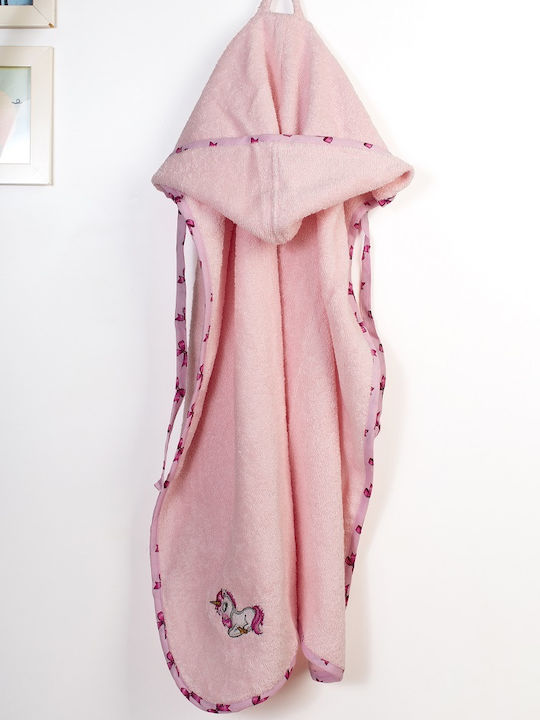 Dimcol Baby Bath Towel Hooded Unicorn Pink 75x85cm