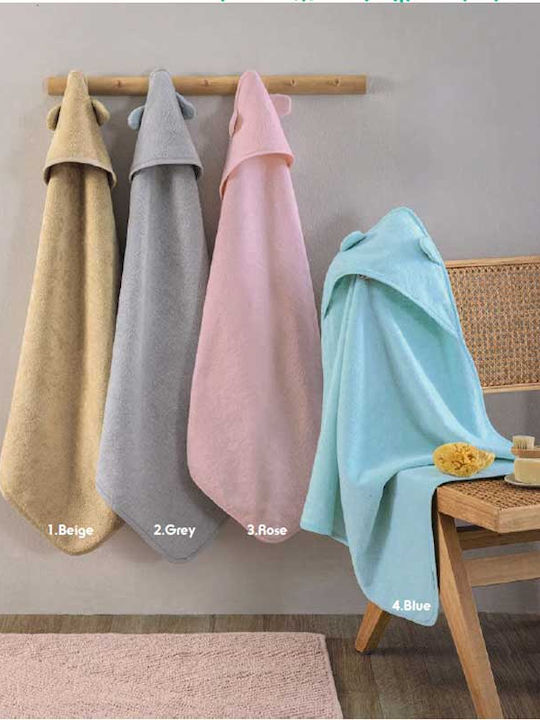 Palamaiki Baby Bath Towel Bathrobe Hooded Robin Beige 75x75cm