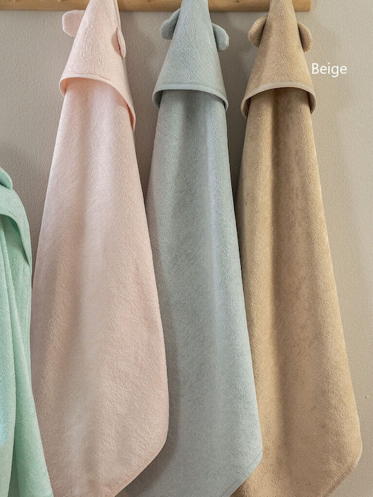 Palamaiki Baby Bath Towel Bathrobe Hooded Robin Beige 75x75cm