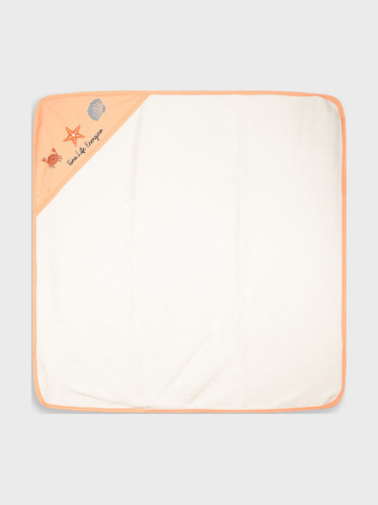 Energiers Baby Hooded Bath Towel with Hood White 90x90cm