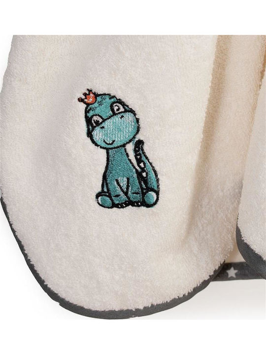 Dimcol Baby-Badetuch mit Kapuze Dinosaur Ecru-Grau 75x85cm