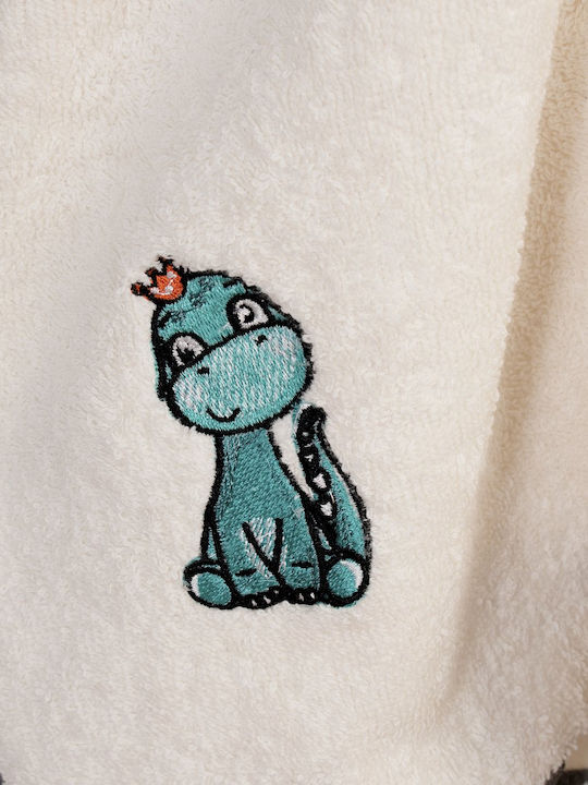 Dimcol Baby-Badetuch mit Kapuze Dinosaur Ecru-Grau 75x85cm