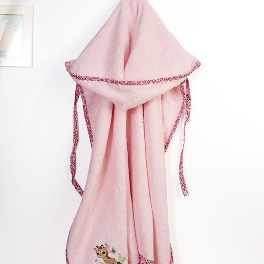 Dimcol Baby Hooded Towel Giraffe Pink 75x85cm
