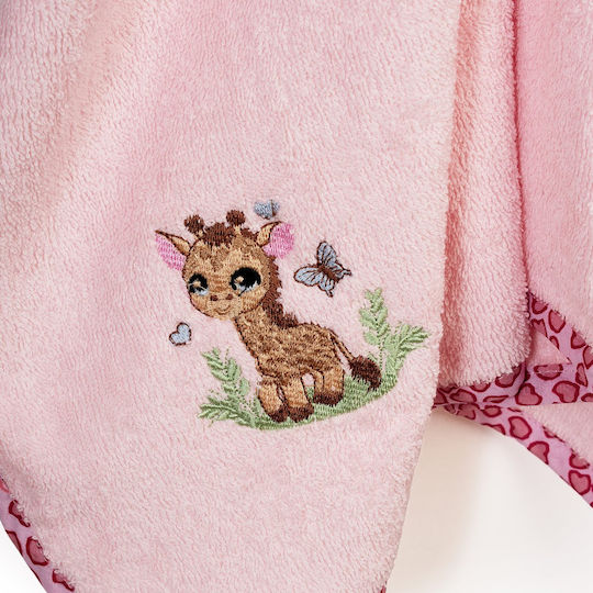 Dimcol Baby Hooded Towel Giraffe Pink 75x85cm