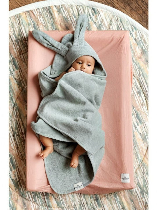 Elodie Details Baby Bath Towel Hooded with Hood Mineral Green 80x80cm