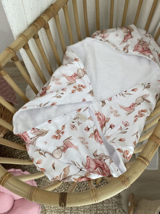 Velvet White Βρεφική Κάπα-Μπουρνούζι με Κουκούλα Peony 70x70εκ.
