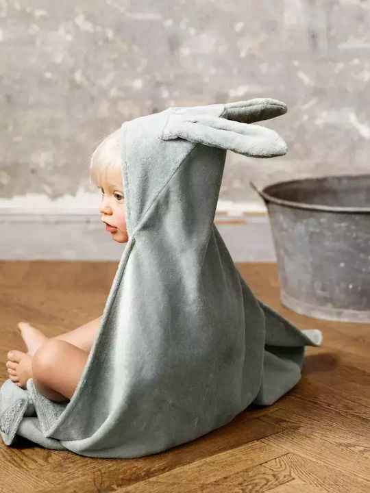 Elodie Details Baby Bath Towel Hooded with Hood Mineral Green 80x80cm