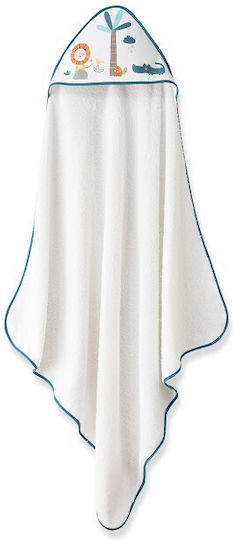 Interbaby Baby-Badetuch mit Kapuze Weiß – Petrol 100x100cm