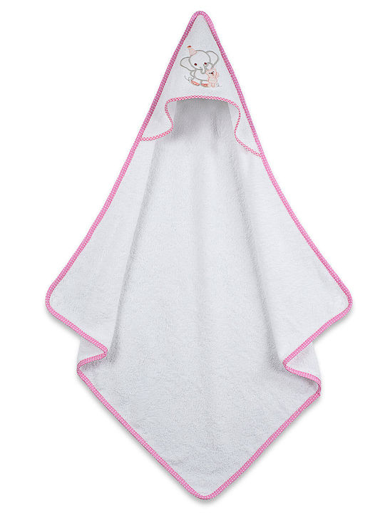 Sunshine Hooded Baby Bath Towel Elephant White