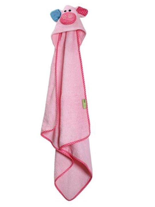 Zoocchini Βρεφική Κάπα-Μπουρνούζι με Κουκούλα Pig Ροζ 75x75εκ.