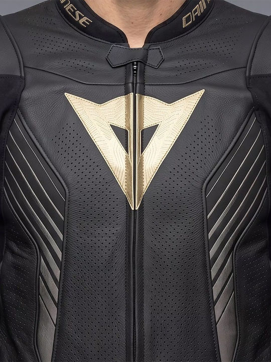 Dainese Super Speed 5 Leather Men Riding Jacket Black Black Gold Dainese Super Speed 5 Leather Men Riding Jacket Black Black Gold