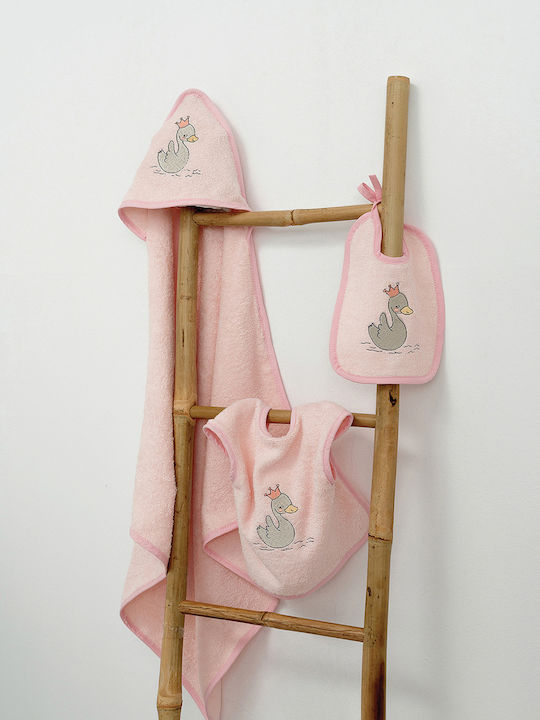 Palamaiki Baby Bath Set with Hooded Pink 75x75cm