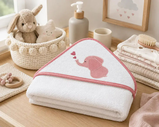 Baby Star Baby Hooded Bath Towel White 95x95cm 9984L
