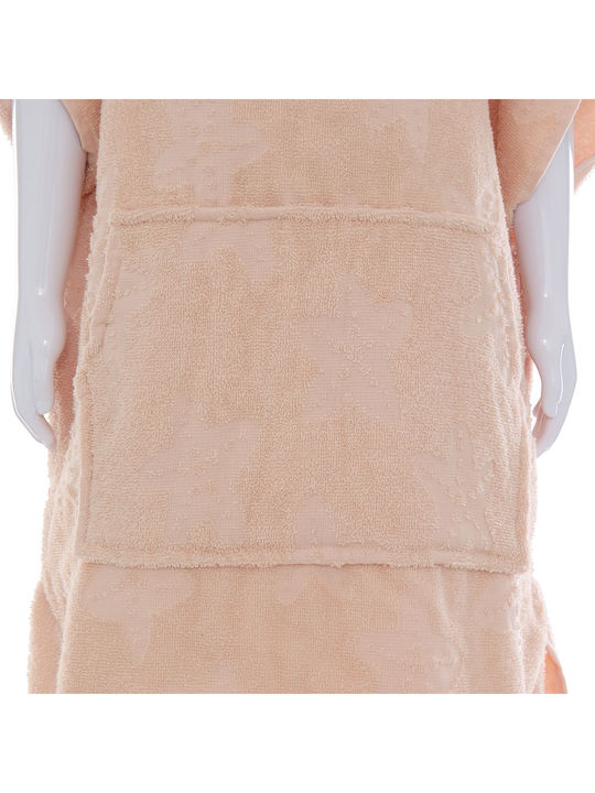 Baby Poncho Bathrobe Hooded Sea Pink 55x70cm