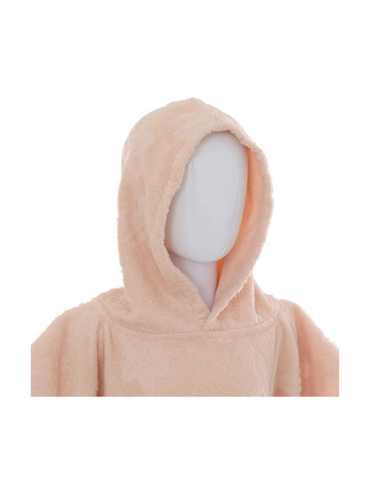 Baby Poncho Bathrobe Hooded Sea Pink 55x70cm