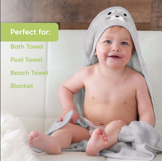 Kea Babies Hooded Baby Bath Towel Gray