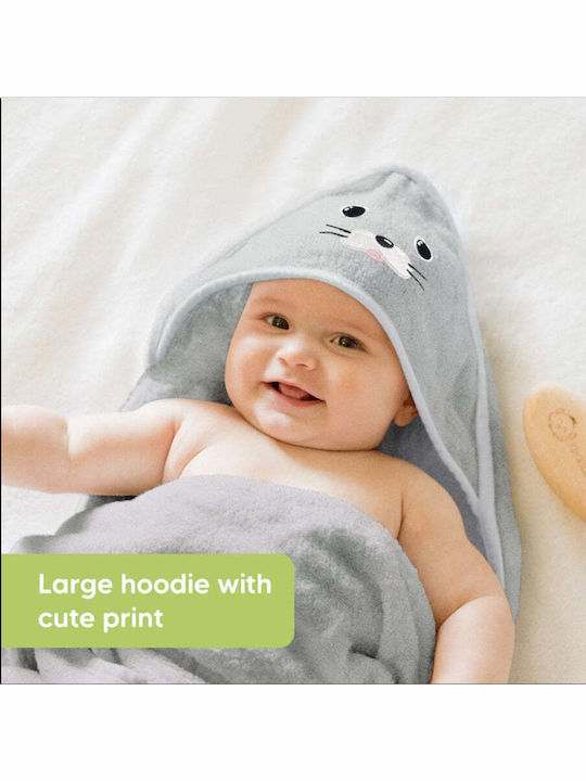 Kea Babies Hooded Baby Bath Towel Gray