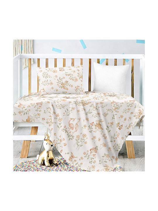 Melinen Set Baby Sheets Crib Cotton Satin Yellow 120x170cm 3pcs
